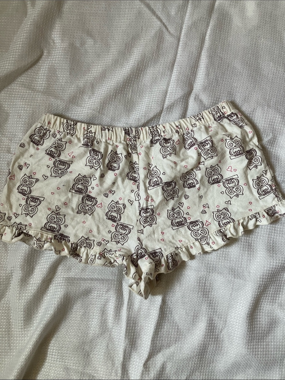 Owl-Print Ruffle Lounge PJ Shorts - Picture 4 of 7